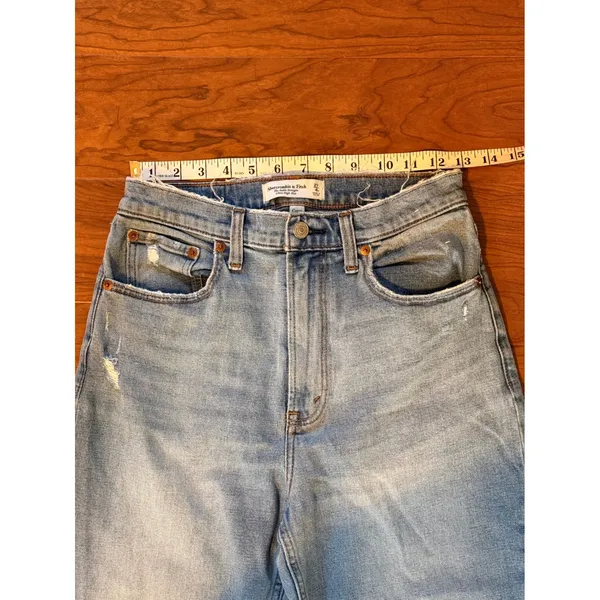 Abercrombie & Fitch Curve Love Ultra High Rise Ankle Straight Jeans Light 27 - Image 5