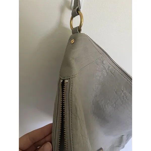 Marc Jacobs Expandable"Washed Up" Messenger Hobo Crossbody Bag Grey Leather - Image 12