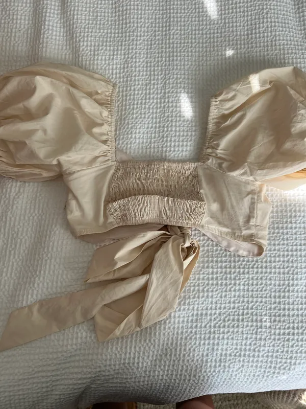 cropped tie up top Tan - Image 2