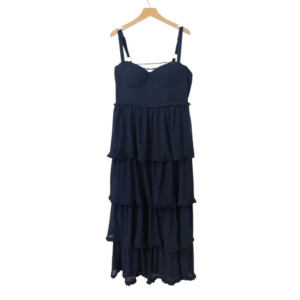 Lulus Sophisticated Occasion Navy Blue Bustier Lace-Up Maxi Dress size 1X NWT - Image 3