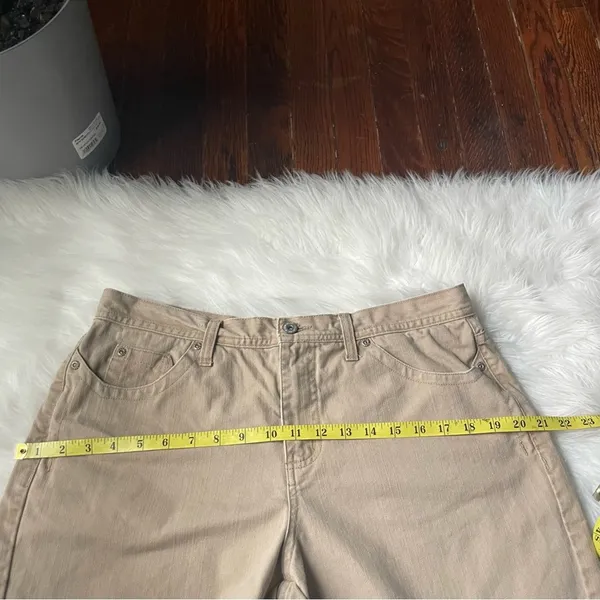 90s Vintage High Waisted Jean Shorts tan brown - Image 6