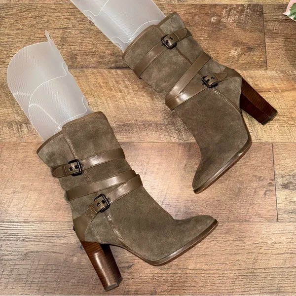 Coach Alexandra Fatigue Green Mid-Calf Bootie Olive Heeled Boots - Image 12