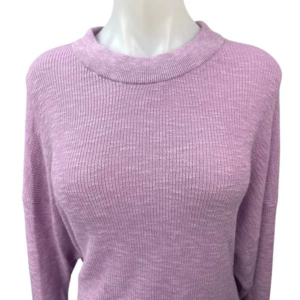 Free People Women's Purple Knitted Crew Neck Long Sleeve Pullover Sweater Top M - Image 3