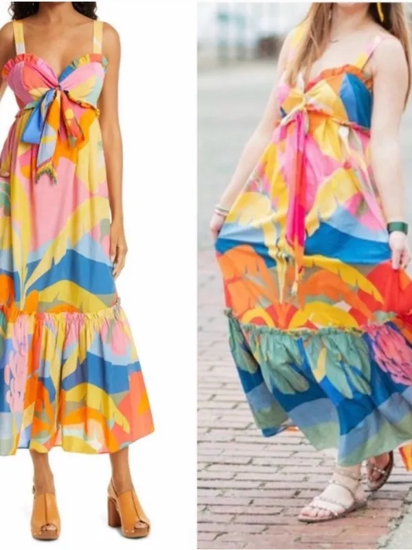 Farm Rio Tropical Sunset Maxi Dress Size small - Image 2