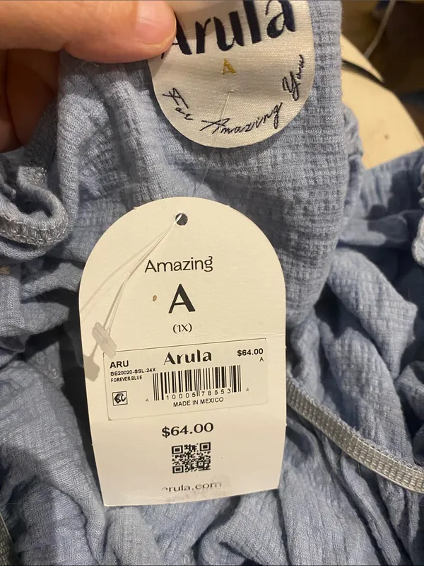 Arula Dusty Blue Flutter Sleeve Babydoll Top NWT 1X - Image 2