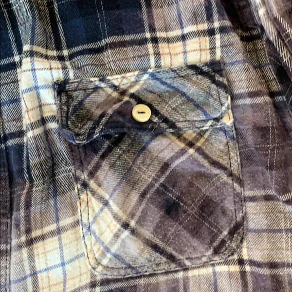 Bleach dyed vintage flannel shirt - Image 4