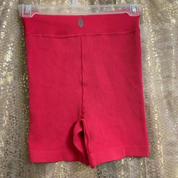Free People Movement Free Throw Ribbed Hot Pink Bike Shorts Passion Fruit XS - Image 2