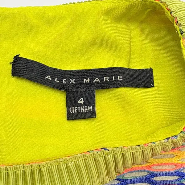 Alex Marie Tweed Shift Dress 4 Pink Lime Green Textured Sleeveless Stripe Knit‎ - Image 7