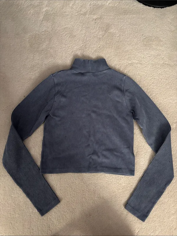 Hunter & Brown Ribbed Mock Neck Top Blue Size M - Image 5