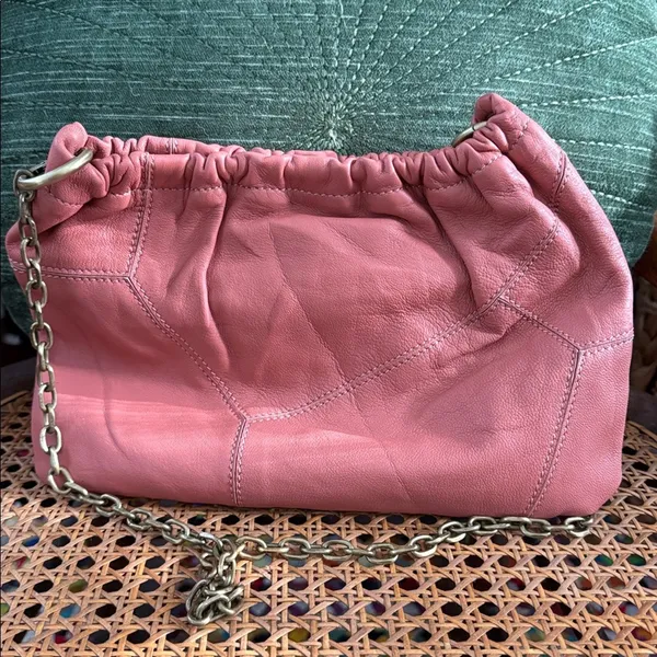 Free People Something Good Dusk Coral Leather Antique Gold Chain Clutch Bag - Image 2
