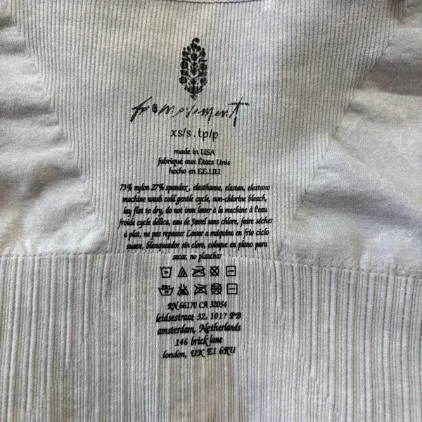 Free People Movement Good Karma Sports Bra Womens XS/S Cream/Gray Square‎ Neck - Image 8
