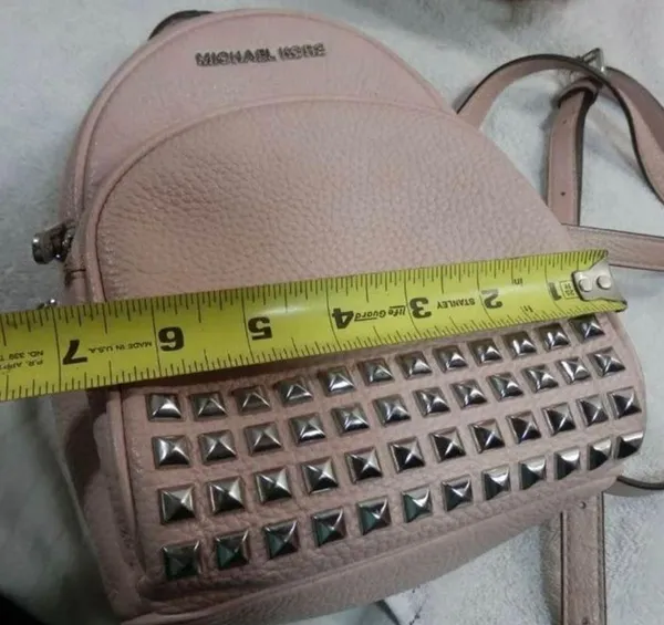 Michael Kors Abbey Studded Pink Pebble Leather Mini Backpack - Image 2
