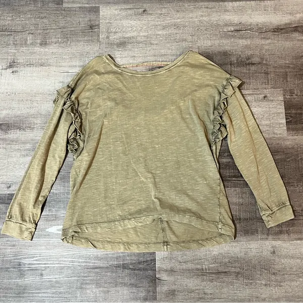 PILCRO BY ANTHROPOLOGIE Ruffle Open Back Long Sleeve Tee - Moss - Image 4