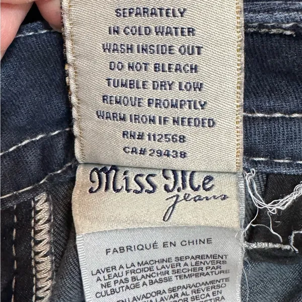 Miss Me Signature Skinny Jeans 26 Dark Wash Rhinestone Bling Y2K Western Stretch - Image 12