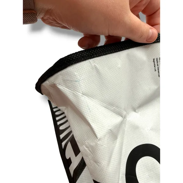 Lululemon Reusable Shopper Tote Bag Unisex Large Black White Logo‎ Snap Button - Image 4