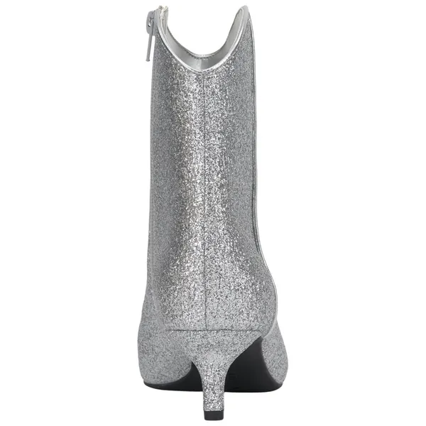 On 34th Women Glitter Aatira Tulip Booties 10019682200 Silver Glitter 5.5M - Image 9