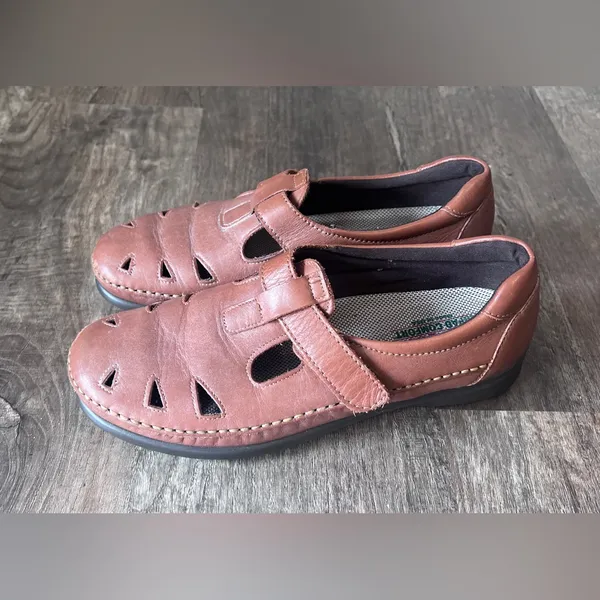 SAS Womens Roamer Shoes Chestnut Brown Leather Mary Jane Loafers - Image 3