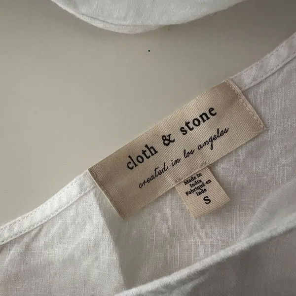 Cloth and stone Anthropologie white linen jumpsuit wide leg crop S - Image 4