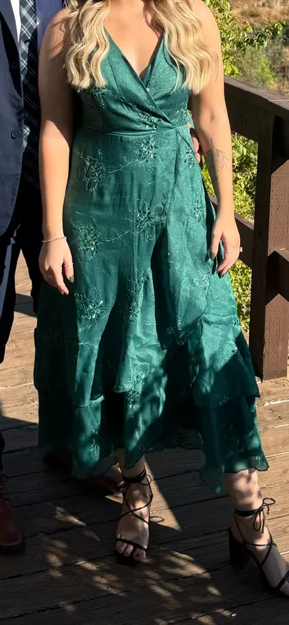Green Ruffled Midi Lulus Dress - Image 5