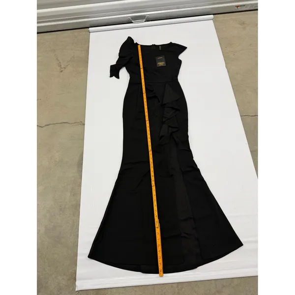 WOOSEA Womens Black High Split Ruffle Bodycon Evening Gown Dress Size S NWT - Image 5