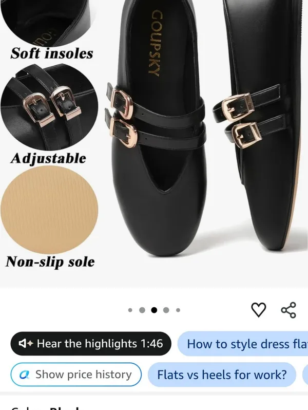 Black Double-Buckle Mary Jane Flats Size 38. 5 Euro 8.5 Us Womens New Witg Tags - Image 4