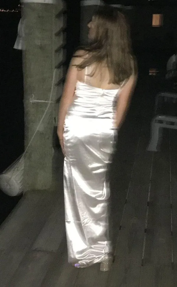 Windsor White maxi satin dress - Image 2