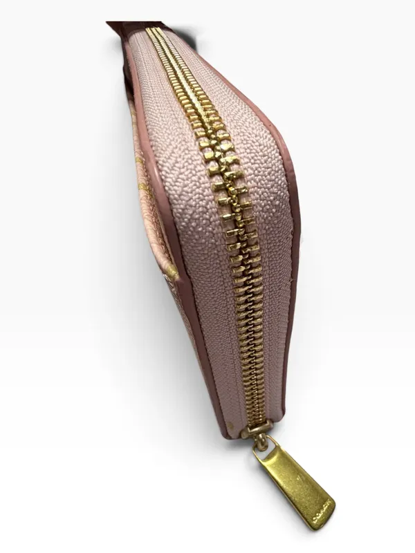Coach Blush Pink Gold Heart Print Zip Around Continental Wallet - Image 3