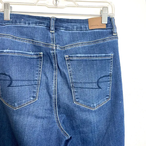 American Eagle Dark Wash Super High Rise Ripped Curvy Skinny Jeans - Image 7