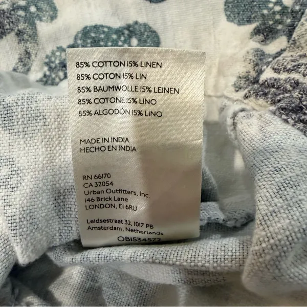 Anthropologie Pilcro Linen Blend Puff Sleeve Tunic Dress Womens Small White/Blue - Image 10