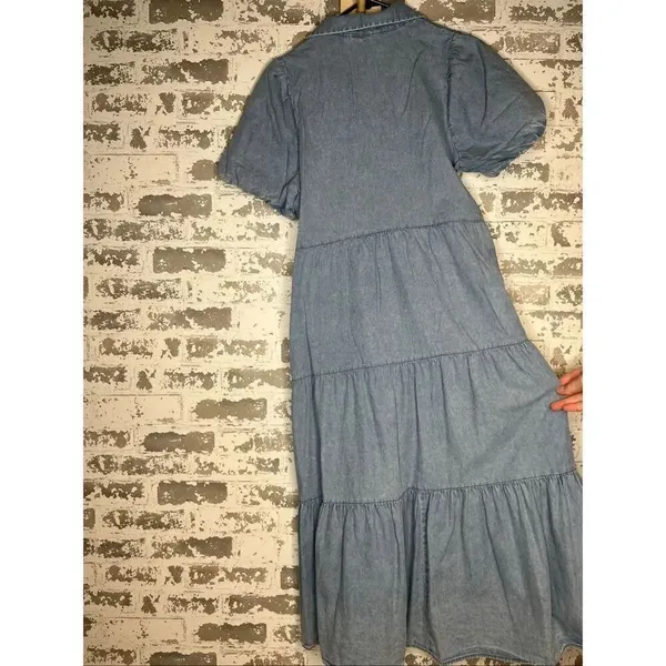 Grace + Karma | women denim button down dress puff sleeves - Image 5