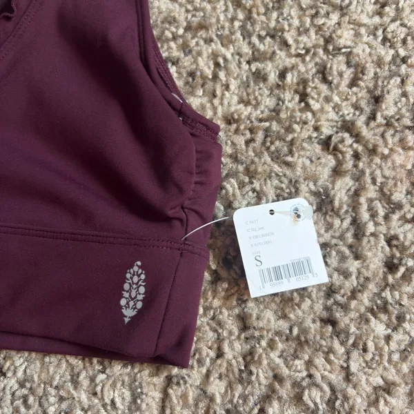 Free People Movement Hearts A Flutter Sports Bra Burgundy Sz Small Women’s NWT - Image 3