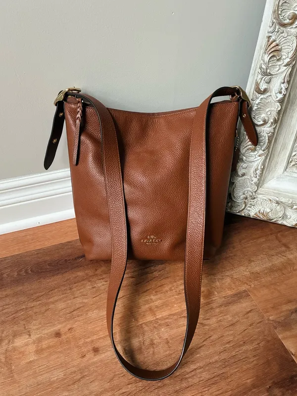 Coach Val Leather Crossbody Duffle Bag, Redwood Brown / Gold, C2818 - Image 2