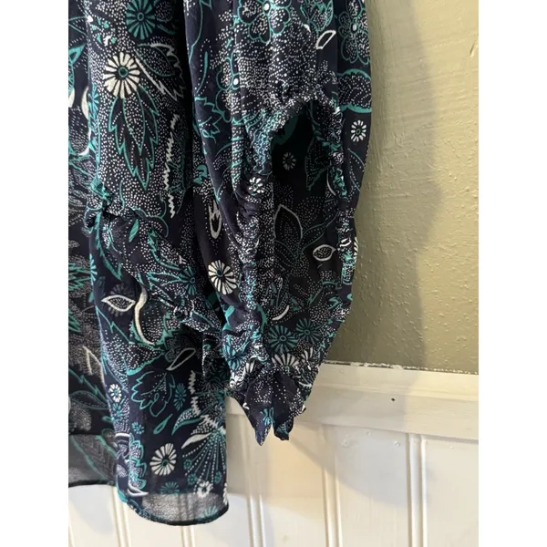Anthropologie Maeve Floral Button Up Blouse Boho‎ Size L Pleated Ruffles Peasant - Image 12