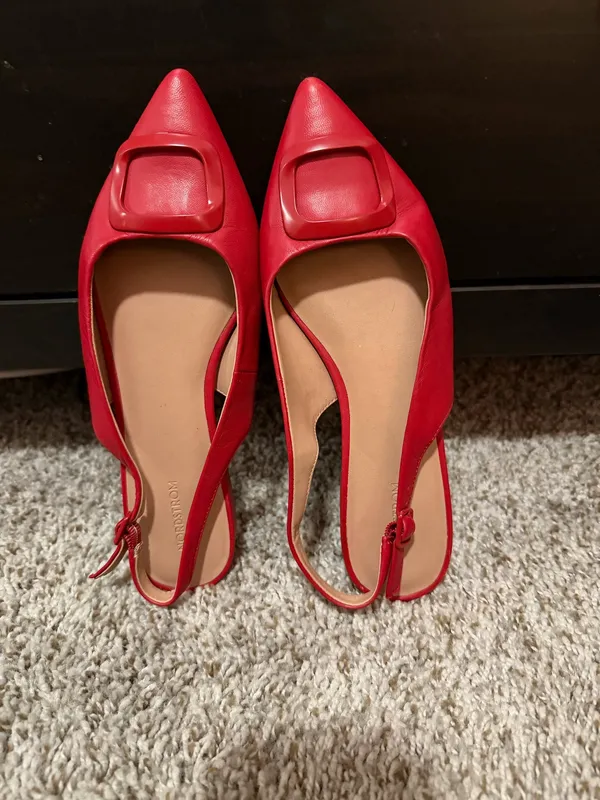 Nordstrom Red Pointed Toe Flats Size 7 - Image 2
