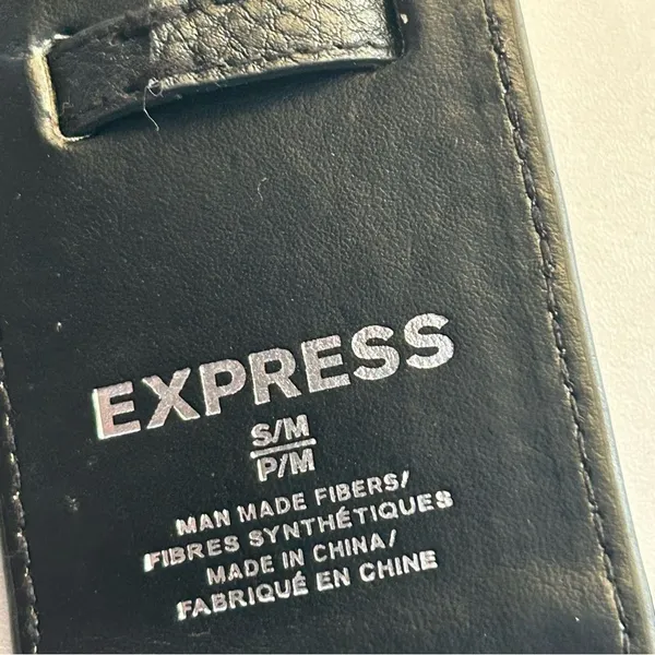 Express Black Faux Leather Wide Belt S/M Adjustable - Image 4