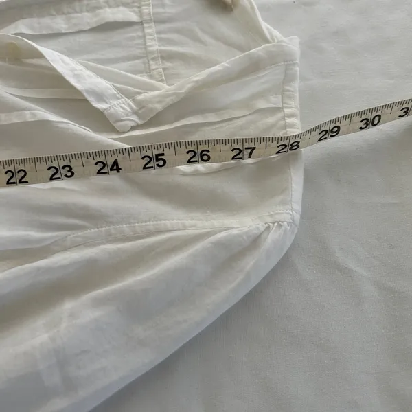 AllSaints White Cotton Pin Tuck V Neck 3/4 Sleeve Tunic Shirt US‎ 4 - Image 6