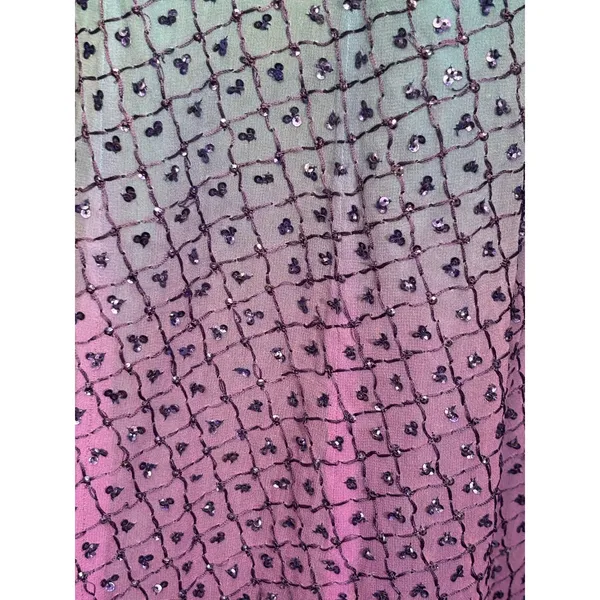 Handmade Sequin Ombre Maxi Skirt Purple Teal Beaded Mesh Sheer Evening Formal - Image 4