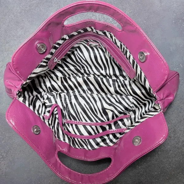 Vintage GUESS Portofino Clutch Baguette Bag | Plum Cutout Handle | Y2K - Image 4