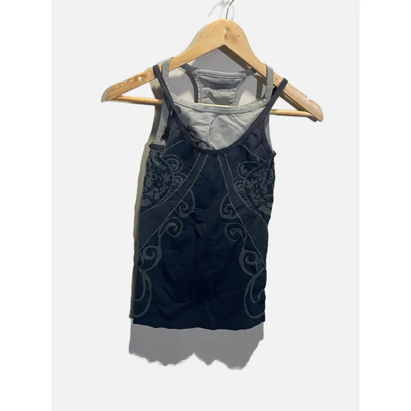 Athleta Tank Top Womens S Grey Damask Seamless‎ Racerback Yoga Activewear - Image 2