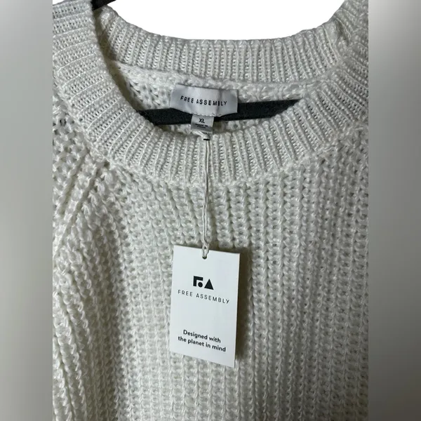 Free Assembly Chunky Knit Crewneck Sweater Women XL‎ Ivory Cream NWT - Image 7