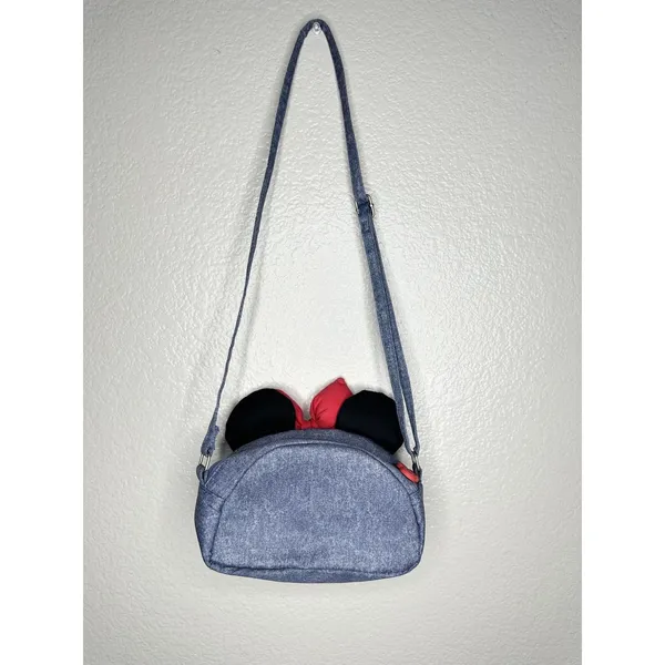 Disney Store Minnie Mouse Crossbody Bag Girls Denim Rainbow Ears Bow One Size - Image 3