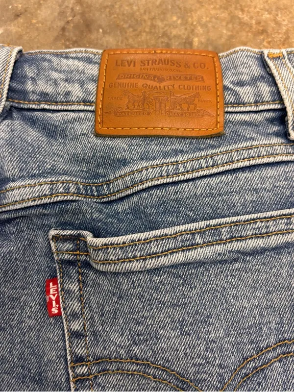 Levi's Premium Mid-Length Western Blue Denim Skirt Medium Wash Womens 28 - Image 7