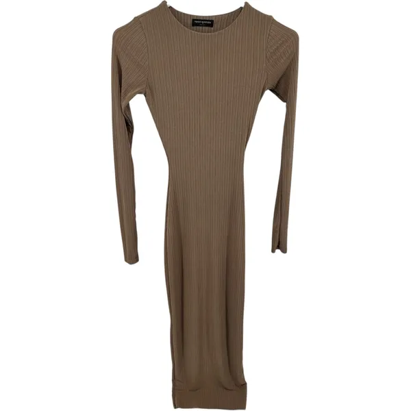 Naked Wardrobe Figure It All Out Dress Maxi Bodycon Long Sleeve Coco Tan XS - Image 2