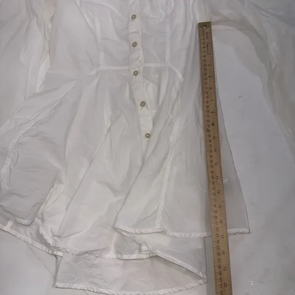 FREE PEOPLE White All The Time Tunic Peplum Button Up Boho Cottagecore Shirt XS‎ - Image 14