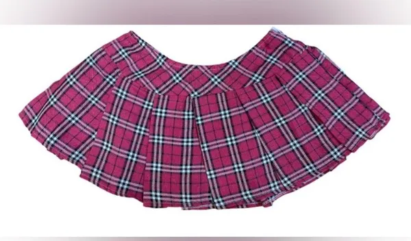 Hustler Hollywood Fuchsia Plaid Skirt and Tie Set - Image 6
