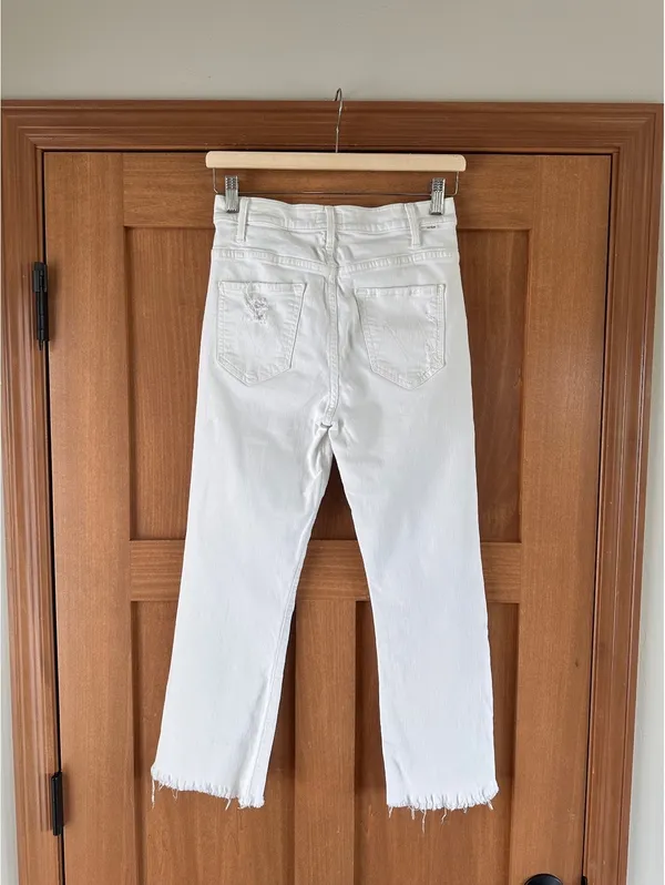 MOTHER The Hustler Ankle Fray Jeans In Tea and Biscuits White Wash Women’s sz 27 - Image 6