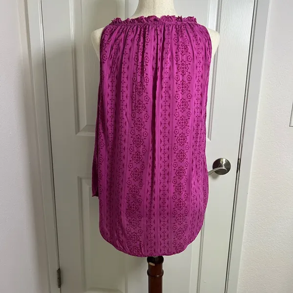 LOFT Pink and Purple Sleeveless Blouse Relaxed‎ Style - Image 4
