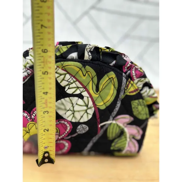 Vera Bradley Floral Cosmetic Bag Zip Closure‎ Black - Image 8