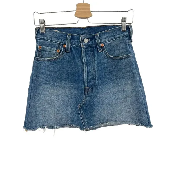 Levi's Deconstructed‎ Mini Skirt Medium Wash Denim Jean Size 28 - Image 2