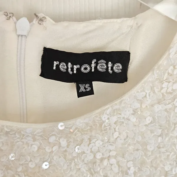 Retrofête Nikki Sequin Dress in White‎ Size XS Bridal Long Sleeve Mini - Image 8